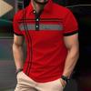 Men's Summer Short Sleeved Lapel Striped Button Top, Loose and Breathable Men's Top
