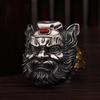 Zhong Kui Men's Pure Silver Retro Open Ring - Bold, Trendy Statement Jewelry