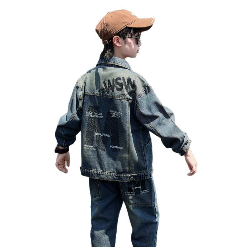 Boys' Spring/Autumn 2025 Korean-Style Denim Jacket: Trendy Casual Long-Sleeved Outerwear for Medium To Large Children