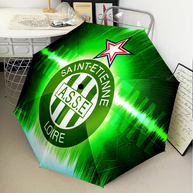 Saint-etienne Football Club Automatic Folding Umbrella - 8-Rib Travel Umbrella with Auto Open/Close & Portable Gifts for holidays or birthdays