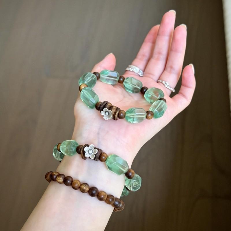 Bracelet Women Natural Green Fluorite Beaded Jewelry Fashion Office Style