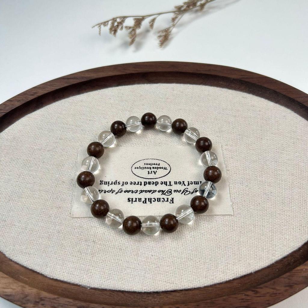 Sandalwood & Agarwood Beaded Bracelet with Pine & Crystal - Antique Chinese Medicine-inspired Soothing Playthings.