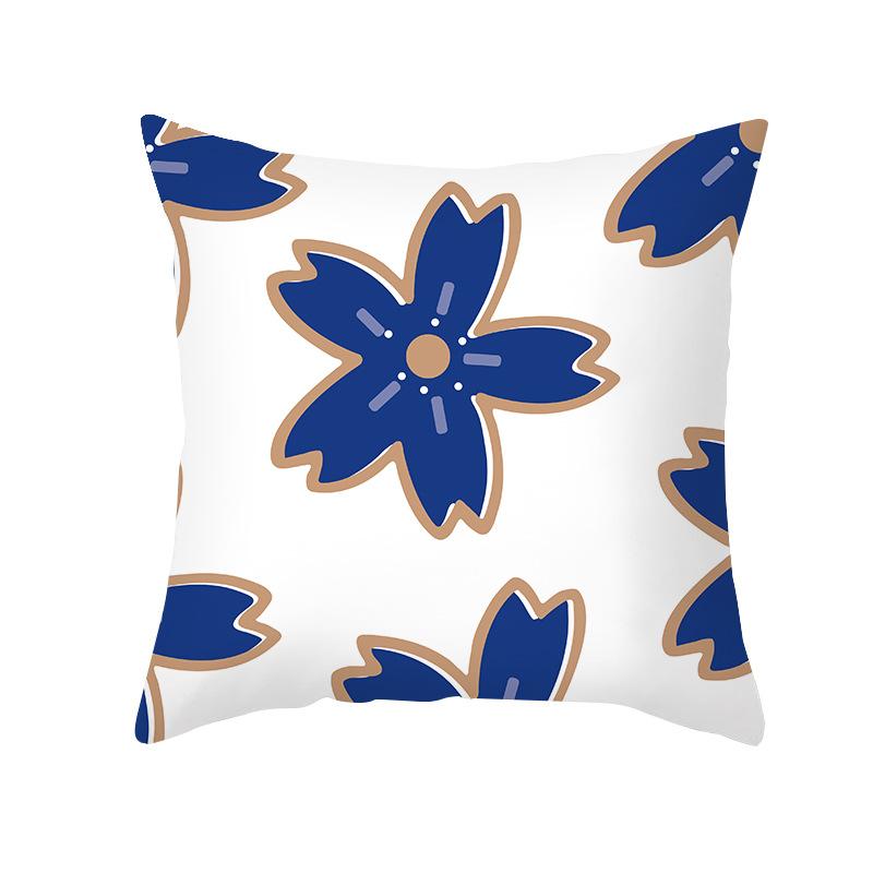 Nordic Simple Pillow Cover Ins Blue Abstract Super Soft Printed Pillow Retro Art Pillow Cover Sofa Cushion