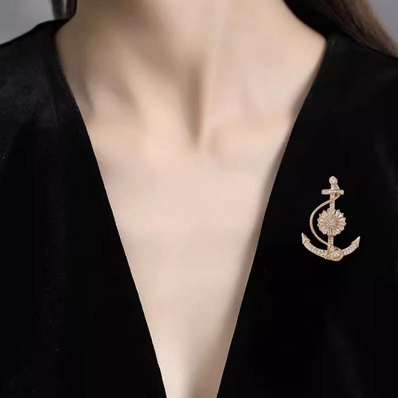 "Ride The Wind and Break The Waves Brooch, Personalized Anchor Brooch, Niche Design Sense Brooch, Suit Accessory.