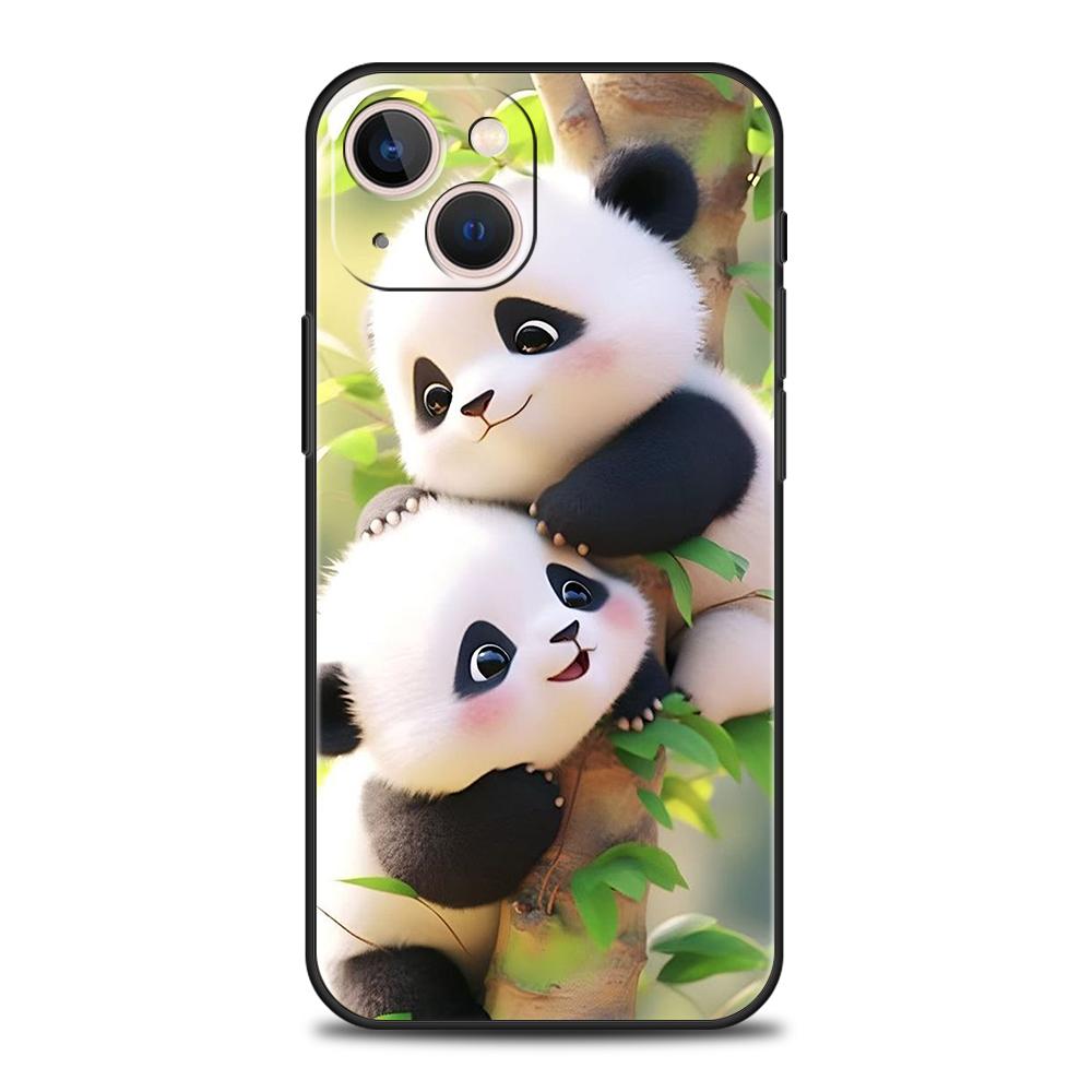 Cartoon Lovely Panda Phone Case for iPhone 16 15 14 13 12 Pro Max 11 Pro Max 7 8 Plus XS XR Shockproof Soft Shell Capas