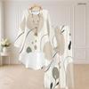 Women Plus Size Round Neck Long Sleeve Printed High Low Top Wide Leg Pants Two Piece Set