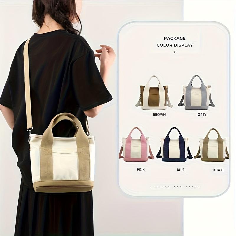 Canvas New Women's Handbag, Simple and Fashionable Bento Bag, Women's Handbag, Hand-held Shoulder, Crossbody Tote Bag