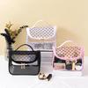 Transparent PVC Travel Cosmetic Bag Heart Shape Mesh Makeup Storage Pouch Daily Travel