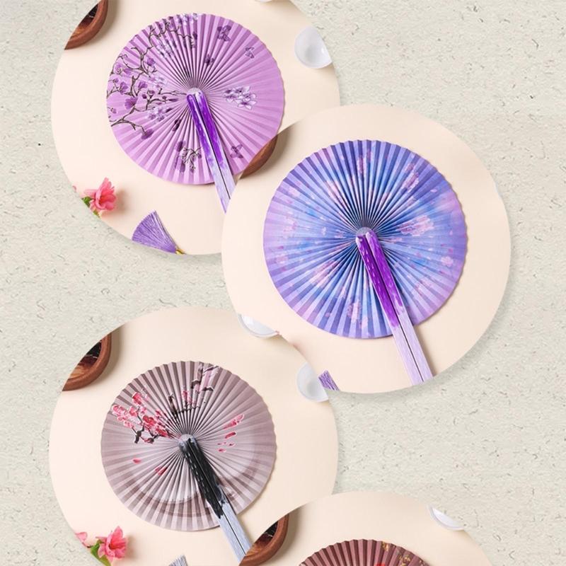 Handheld Hand Fan With Pendant Magnetic Folding Fan For Women Vintaged Shape Paper Fan For Weddings And Decorations