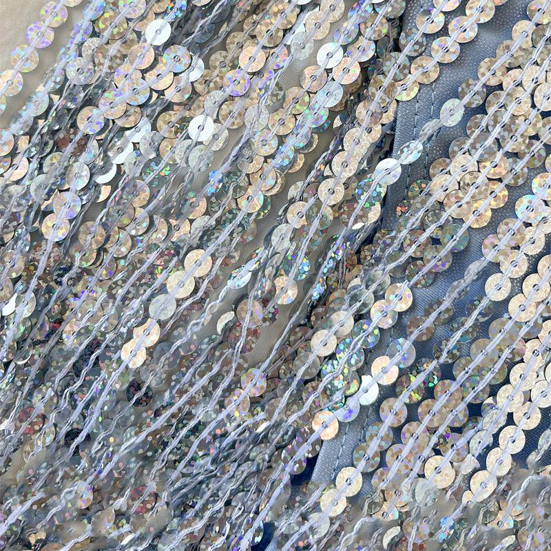 Shiny Glitter Bikini Set Women Sexy Bandeau Push Up Sequin Tassel Swimsuit 2024 Ladies Beach Bathing Suit High Waist Swimwear