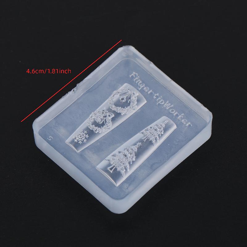 1Pcs Butterfly Knot Snowflake Christmas Wreath 3D Manicure Silicone Mold Cute Christmas Style Nail Art Molds Diy Nail Art Decor