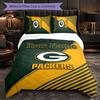 Green Bay Packers Customized Name Text Bedding Set, 1 Duvet Cover & 2 Pillowcases Personalized Bedroom Gift