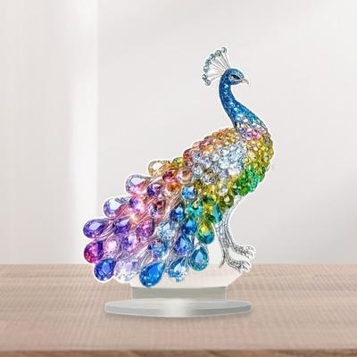 Adorno de pavo real colorido 2D, decoración de mesa, impermeable, moderno, creativo, plano, acrílico, letrero para el hogar