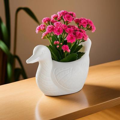 Petit Pot de Fleur Forme Canard en Plastique pour Décoration de Maison et Bureau | Pot de Fleur Décoratif de Table pour Salon | Articles de Décoration de Jardin