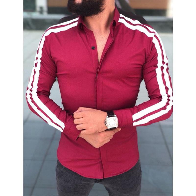 Herren Freizeit Hemd Langarm Luxus Lässig Slim Herrenhemden