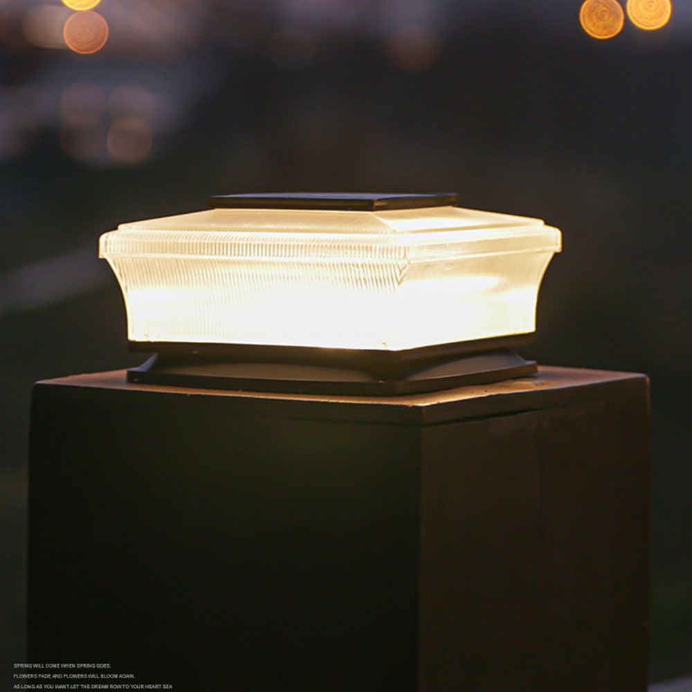 Waterproof Solar Post Light Solar Powered White / Warm Light LED Pillar Cap Lights Square Lighting Fence Deck Column Lamp