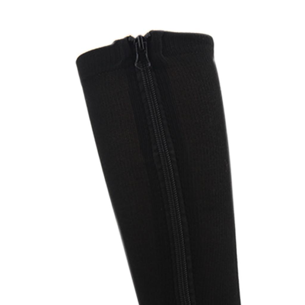 2 Pairs Sports Pressure Stockings Compression Zipper Stockings Long Leg Stretch Socks LXL