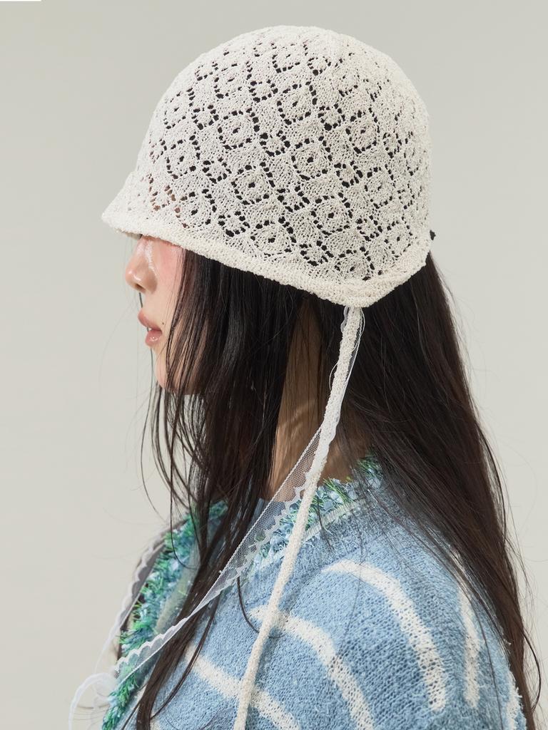SORRY, TOO MUCH LOVE Vintage Summer Lace Hat_Cream