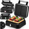 Große Mozano Smart Waffelform Leistungsstarke 2200W Schwarz 2 Große Leckere Waffeln