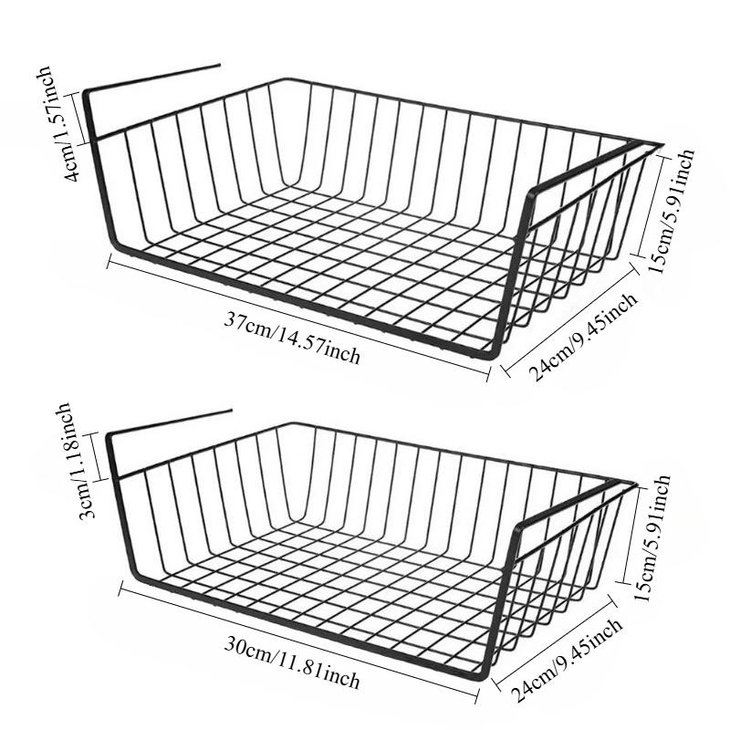 Xiaomi Hanging Mesh Storage Basket, Wire Shelf Rack for Cupboard Under Desk Closet,S L Size Iron Organizer, Space Saving Slide-On Mount