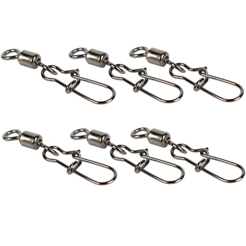 Stainless Steel Fishing Swivel Snaps 4#-12# Rolling Bearing Duo-Lock Connector Kit Saltwater Freshwater Lure Tackle 10Pcs