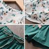 Girls Summer Flutter Sleeve Floral Top And Solid Loose Shorts Two Piece Set Kids Casual Outfit