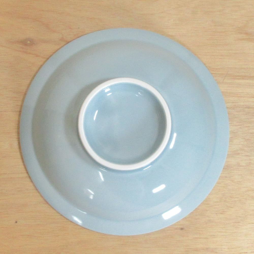 22cm Fried Rice Mino Chinese Commercial Use High-footed Plate, 7.0mm Round, Dish, Celadon, Blue-tinted, Ware, Tableware,