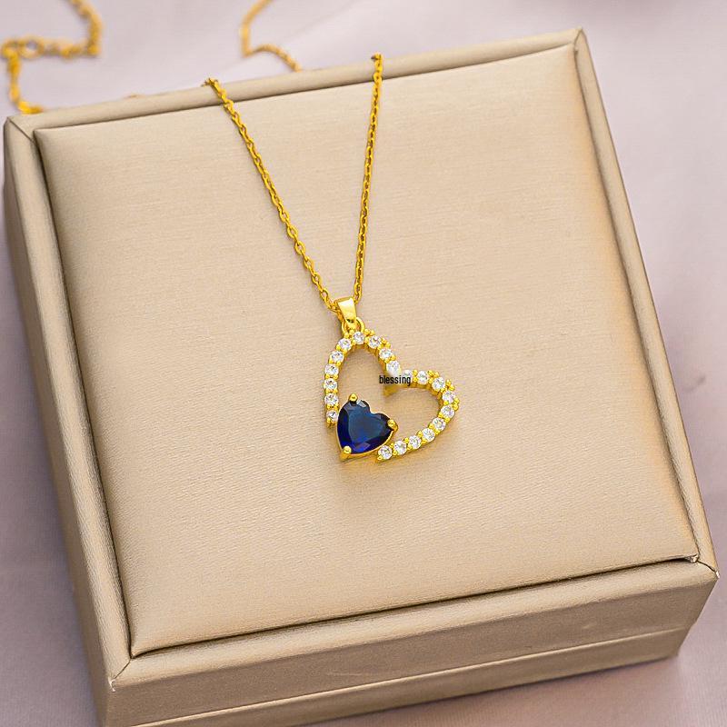 Exquisite Micro-Inlaid Full Diamond Real Gold Titanium Steel Necklace - Women's Luxury Clavicle Chain
