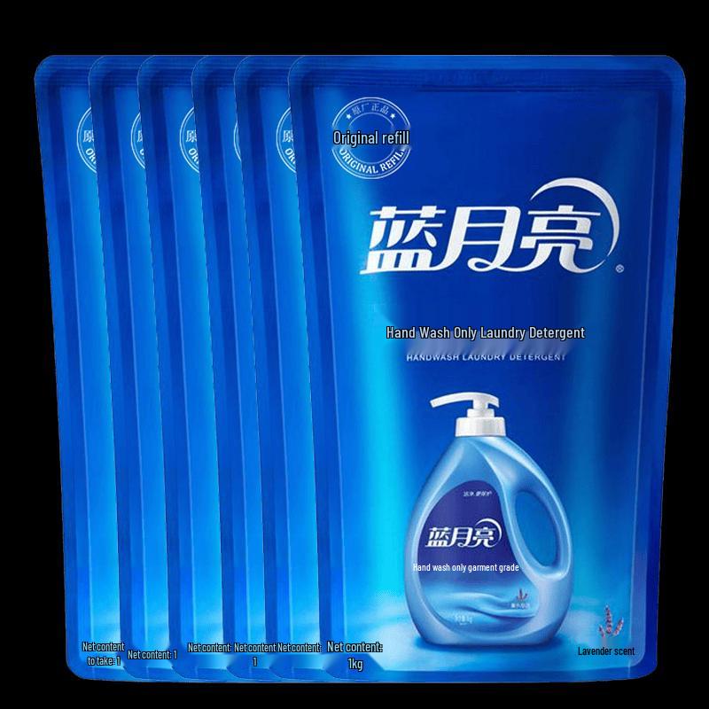 Blue Moon Gentle Hand Wash Laundry Liquid, Lavender Scent (6x 1kg Refill)