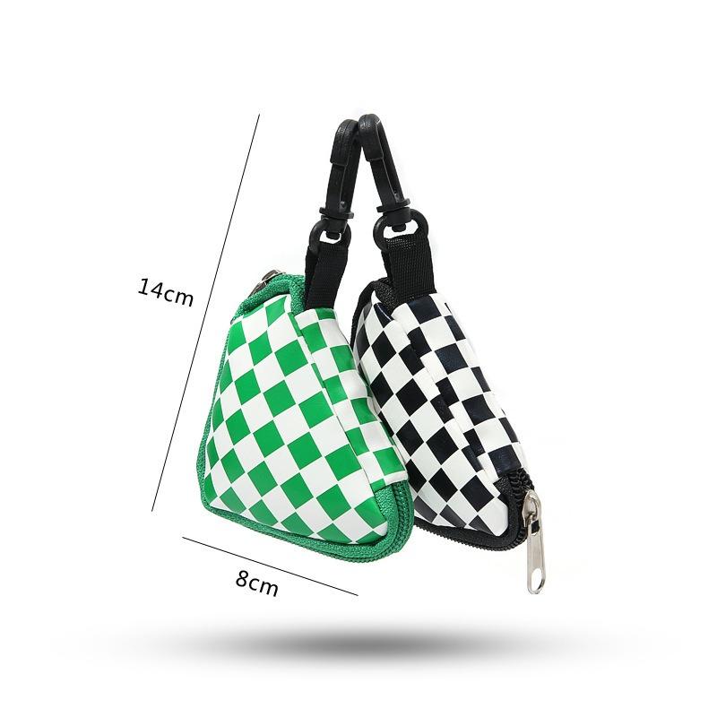 Tide Card Checkerboard Earphone Bag Removable Chain Multi-functional Bag Pendant Change Bag Coin Bag Clothing Accessories
