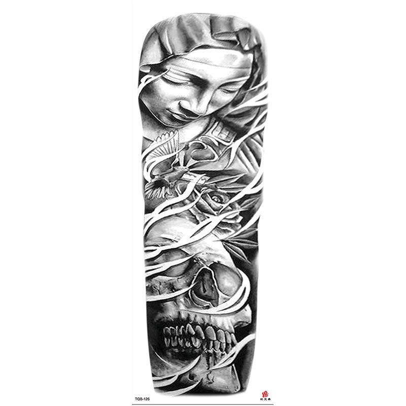 Waterdichte tattoo stickers voor de hele arm: Jezus, Maagd Maria, Kroon, Leeuw-ontwerp
