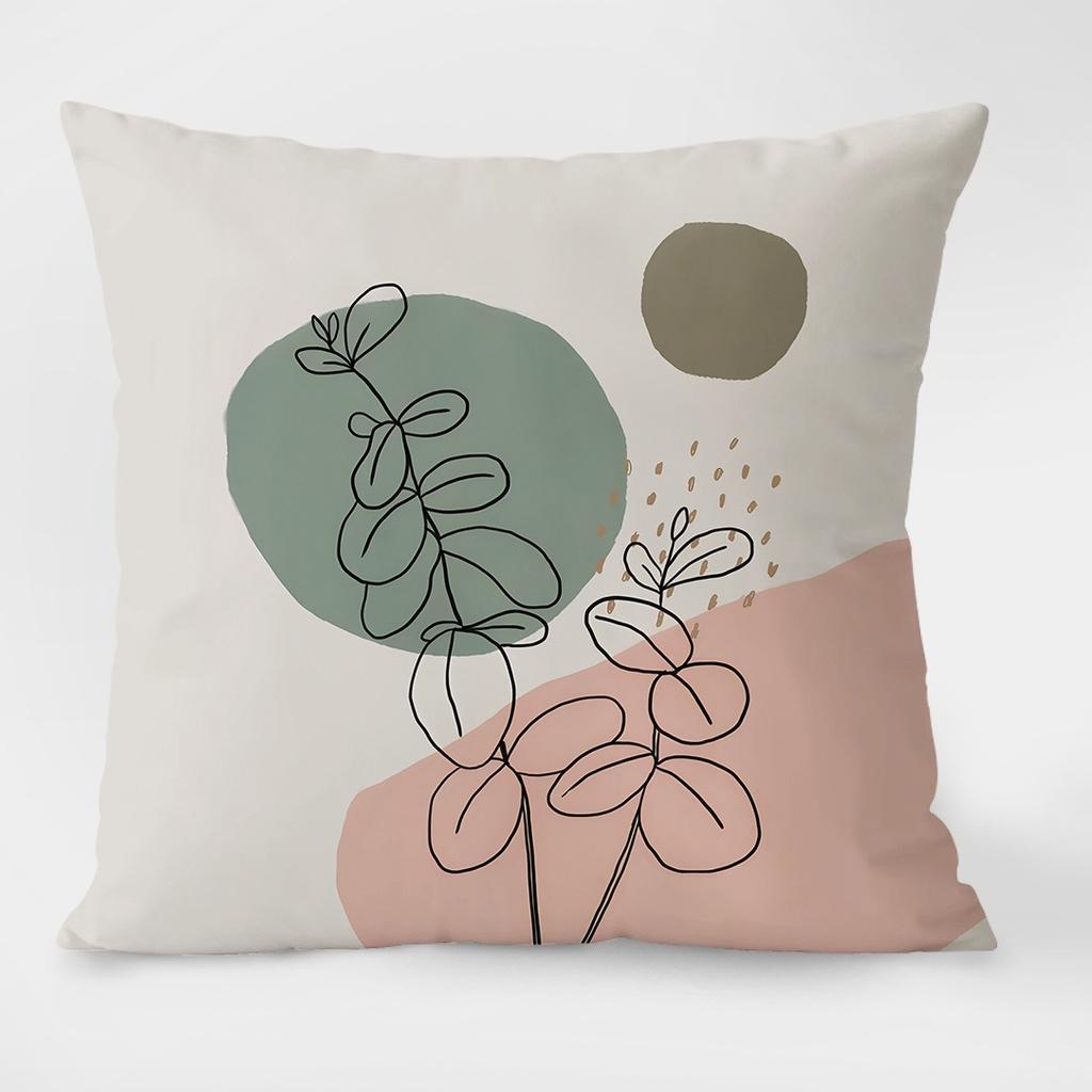 Simple Plant Pastoral Pattern Decorative Pillowcase Living Room Bedroom Square Cushion Pillowcase