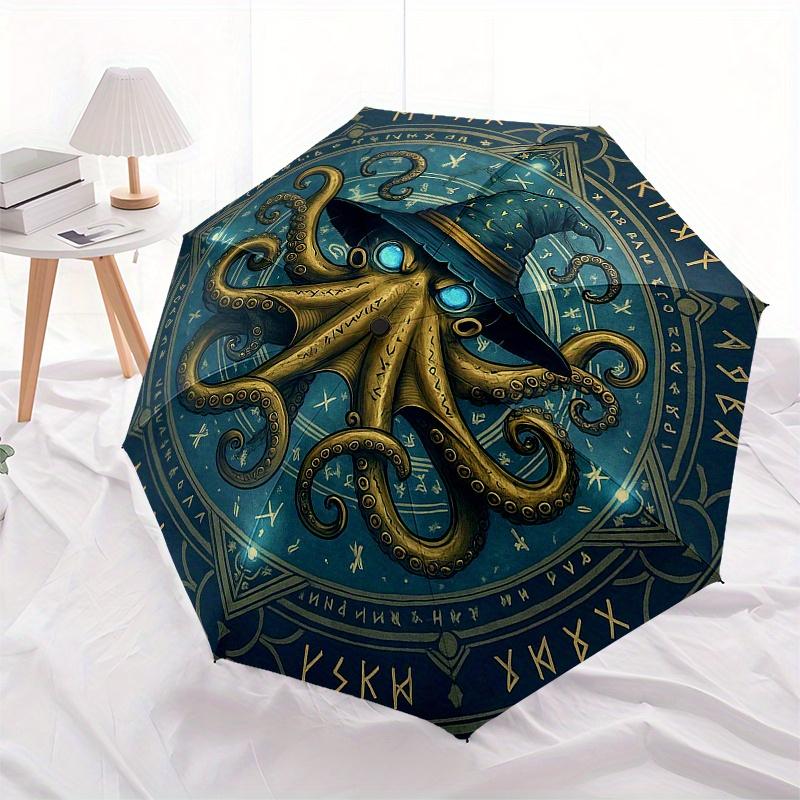 Magical Octopus Wizard Hat: Mystical Sea Creature Art PrintUmbrella, Portable 3-Fold Compact Umbrella for Men & Women Gift