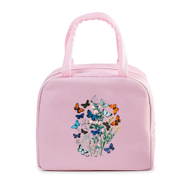 Vintage Butterfly Lunch Bag Student Office Women Men Bento Pouch Aesthetics Butterfly Insulation Portable Picnic Food Lunch Bags