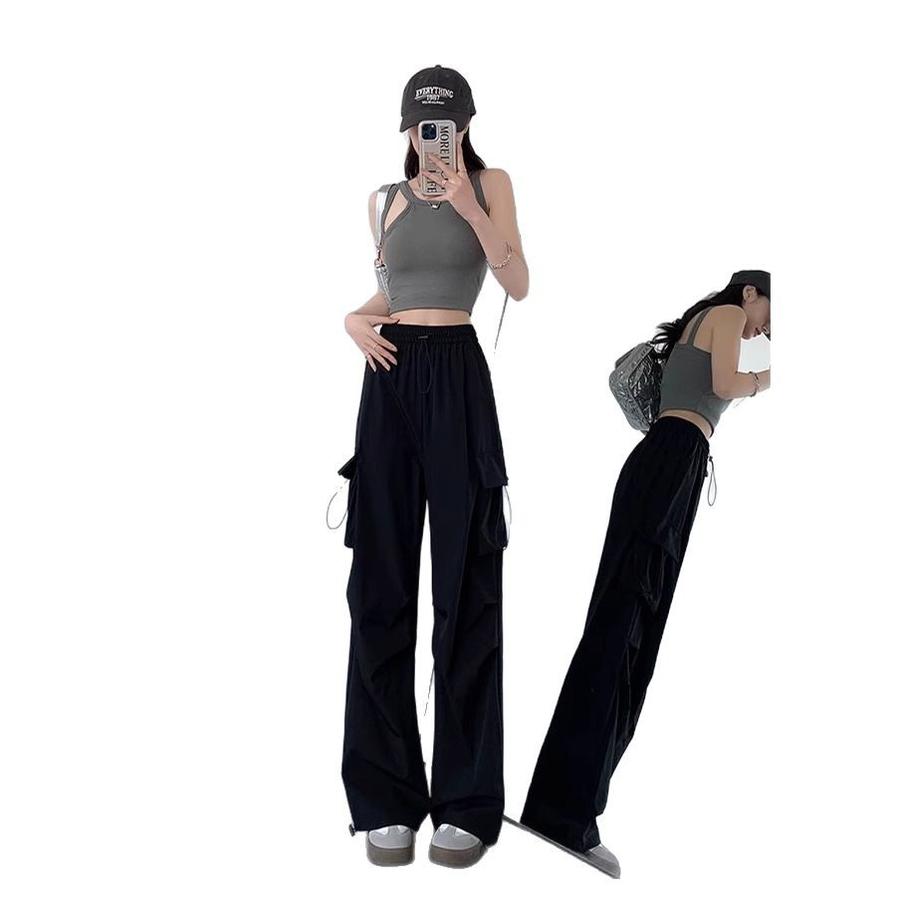 New Summer Slim Fit Cargo Pants for Women, Hiking Running Athletic Trousers with Elastic Waist