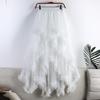 Gonna Lunga in Tulle Tutù per Donna Estate Estetica Coreana Carina Rete Irregolare Vita Alta Maxi Gonna Femminile