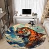 1pc Tiger Wave Chair Carpet for Office, Round Non-Slip Durable Large Size Office Carpet, Suitable for Office, Beautiful Decoration