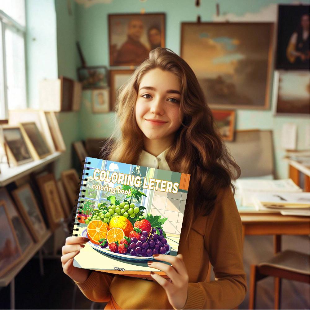 Fruit Series Coloring Book, Teen Coloring Book, Lots of Different Patterns, 100g Thick Paper, Stress Relief, Birthday Gift
