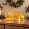 Christmas Party Supplies Acrylic Nativity Scene Ornament Manger Tabletop Decor Gold Desktop Decoration Elegant Holiday Home Display And Festive
