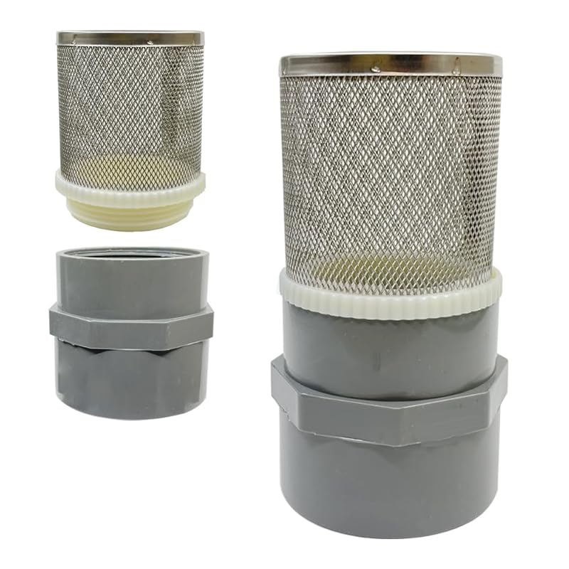 1 inch Stainless Steel Filter Cover Connected to 1 inch/DN25 Grey PVC Filter Water Pipe, Vent Cap Suction Strainers Used to Remove Debris and Reduce