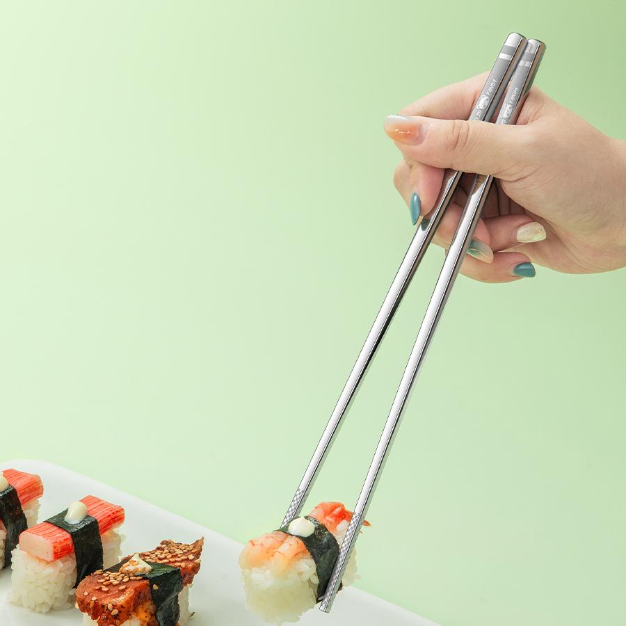 Portable Chinese Chopsticks High Temperature Resistance Non-slip Sushi Sticks 304 Stainless Steel Chopsticks Dishwasher Safe