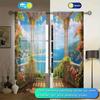 Balcony Landscape Printed Curtain for Home Decor - Rod Pocket Window Treatment for Bedroom, Kitchen, Living Room