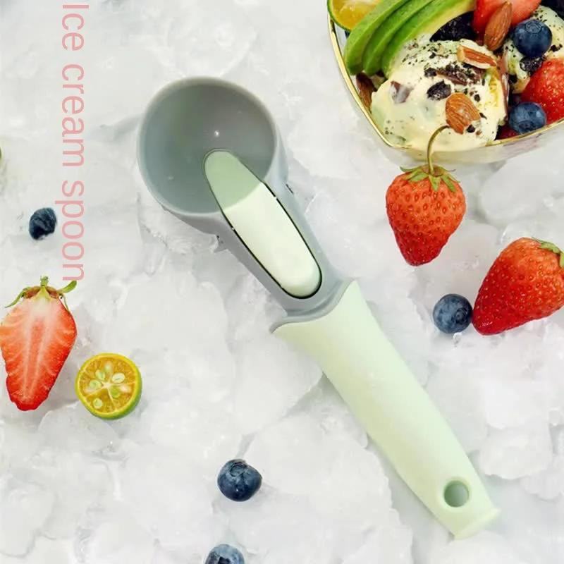Non-Stick Ice Cream Scoop Fruits Digger Ice Ball Maker Frozen Yogurt Cookie Watermelon Spoon Spoons with Hung Hole Kitchen Tool