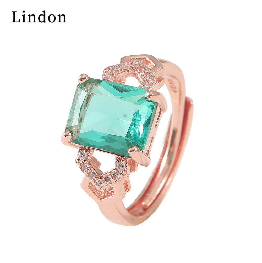 Lindon Classic Copper Alloy Zircon Ring Ladies Jewelry Wedding Promise Party Gift