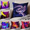 Moderne Elegante Cyberpunk Farbverlauf Ton Kissenbezug Leinen Kissenhülle Weich Atmungsaktiv Schutz Couch Zimmer Dekoration