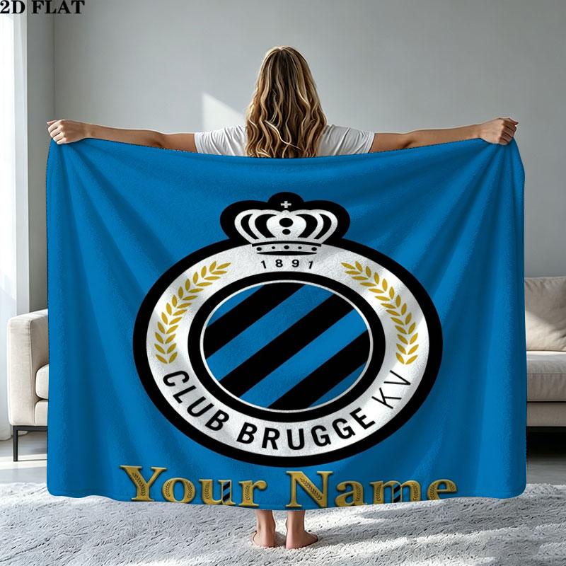 1PC Club Brugge KV Custom Name Patterned Flannel Blanket Suitable For All Seasons for Home Decor Warmth and Comfort Gifts Holiday Present