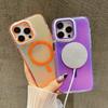 For iPhone 15 Pro Magnetic Case TPU Acrylic Phone Back Cover with Lens Film and Kickstand