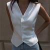 Gilet Moda Coreana Primavera Estate Nuovo Donna Corto Moda Scollo a V Senza Maniche Casual Blazer Gilet Cappotti Top Femminili