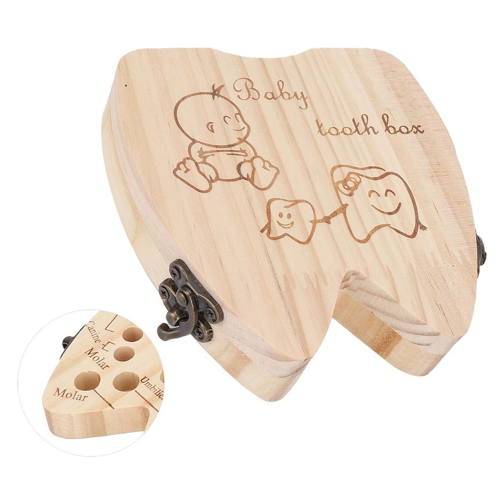 Zähne Aufbewahrung Holzkiste Babyzahn Andenken Sammelbox Säuglinge Kinder Aufbewahrungsboxen
