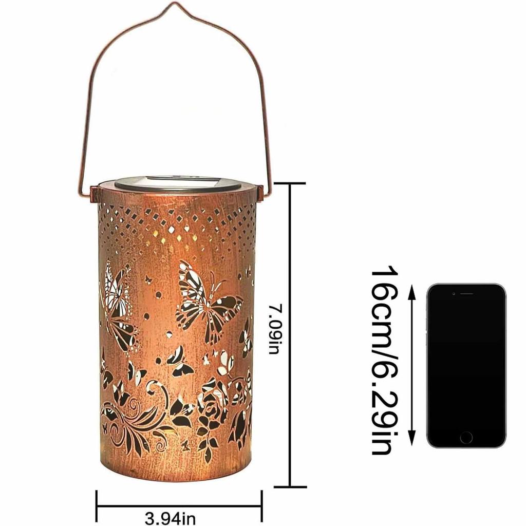 Lampă de Grădină Solară din Fier – Decorativă Decupată cu Fluture pentru Curte Exterioară, Terasă și Curte Cadouri pentru Femei